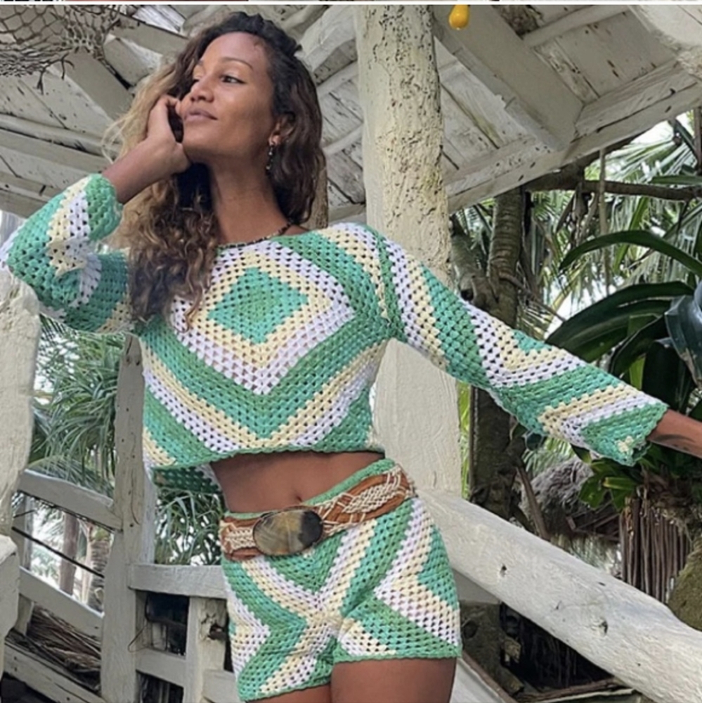 Chasing Unicorns Forever Young Crochet Short and Top Set L